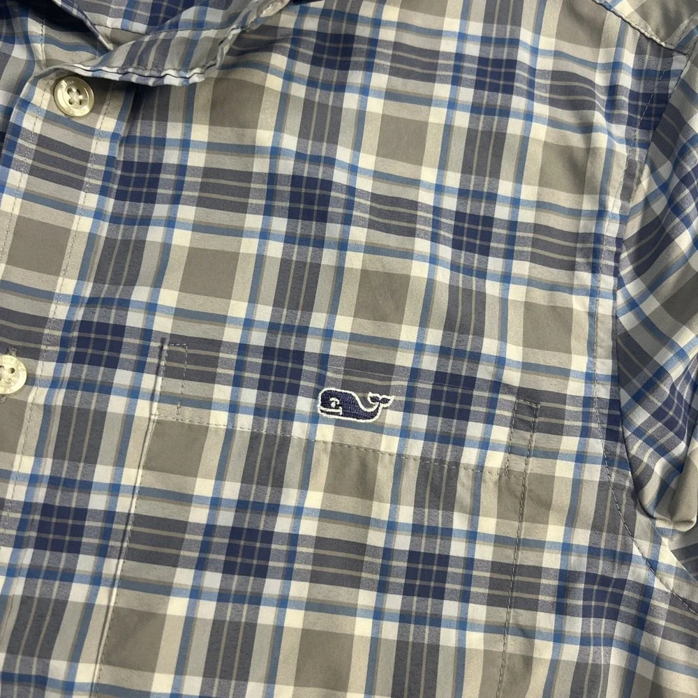 Vineyard Vines Performance OTG  Mens Size XS Long‎ Sleeve Blue Plaid Shirt Logo